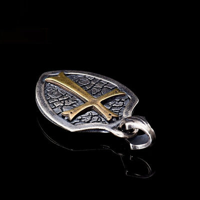 Collar Colgante Escudo Cruz Plata S925 - Estilo Gótico Minimalista - Image 3