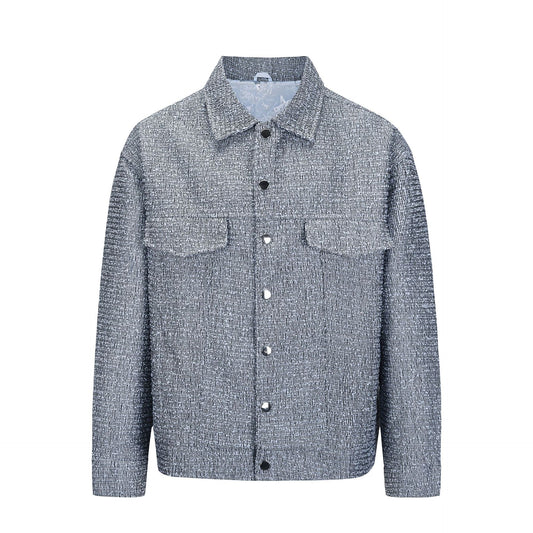 Chaqueta Suelta de Tweed Tejido para Pareja - Casual Hombre