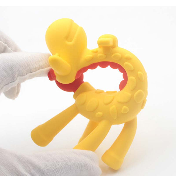 Mordedor de Silicona para Bebé Forma Jirafa con Palito Molar