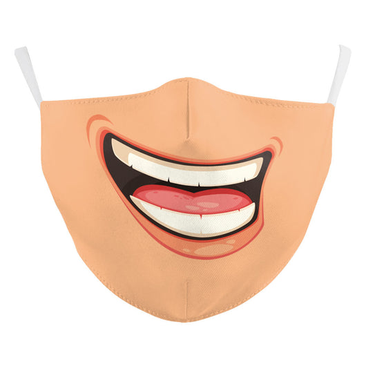 Halloween funny face mask with a digital print of a stitched-up face and yellow teeth, featuring ear hooks. - Image 34