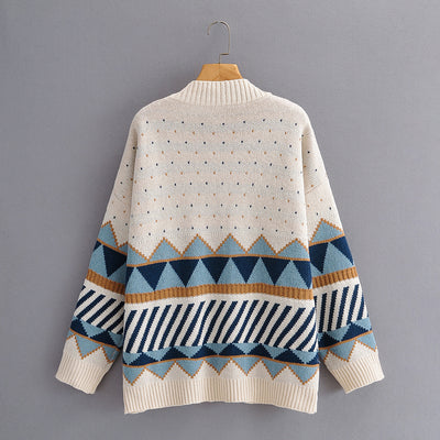Cardigan Suelto Jacquard Diamond Block - Abrigo Tejido - Image 8