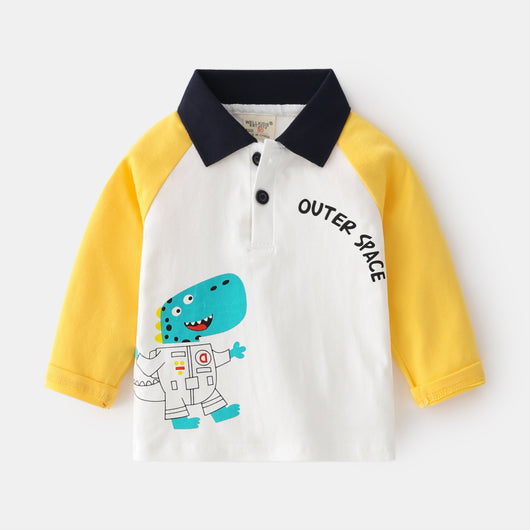 Playera Infantil Casual con Cuello Solapa y Estampado Cartoon - Image 11