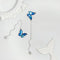 Azul Butterfly Ear Thread S925 Sterling Plateado Long Pearl E