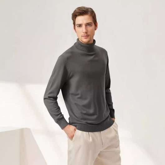Suéter Cuello Alto Básico para Hombre - Estilo Europeo y Americano