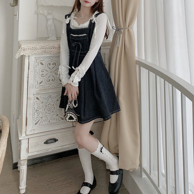 Vestido Denim con Detalles de Encaje para Mujer - Image 6