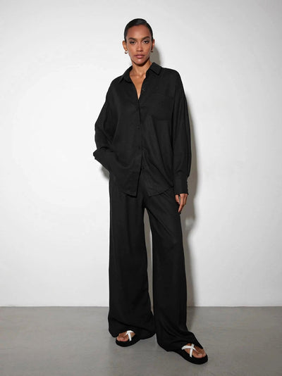 Conjunto de Pantalón Ancho y Blusa Suelta - Cintura Alta Elegante - Image 15