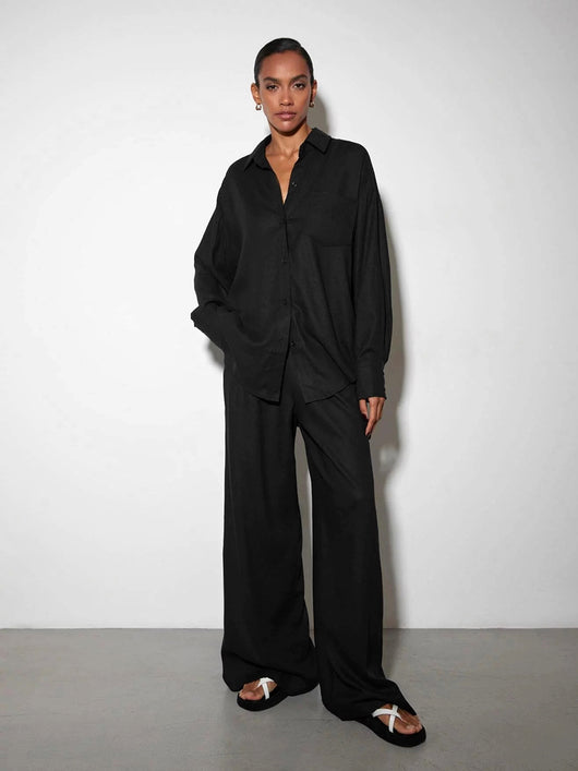 Conjunto de Pantalón Ancho y Blusa Suelta - Cintura Alta Elegante - Image 15