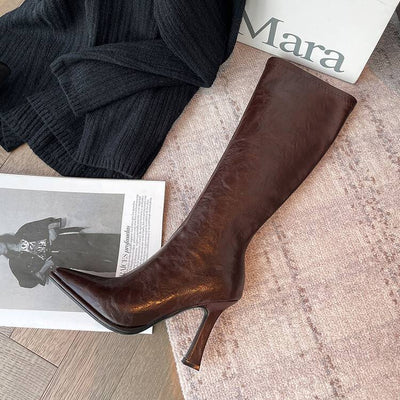 Botas Retro de Tacón Alto Punta Afilada - Lujo Exclusivo para Mujer - Image 20