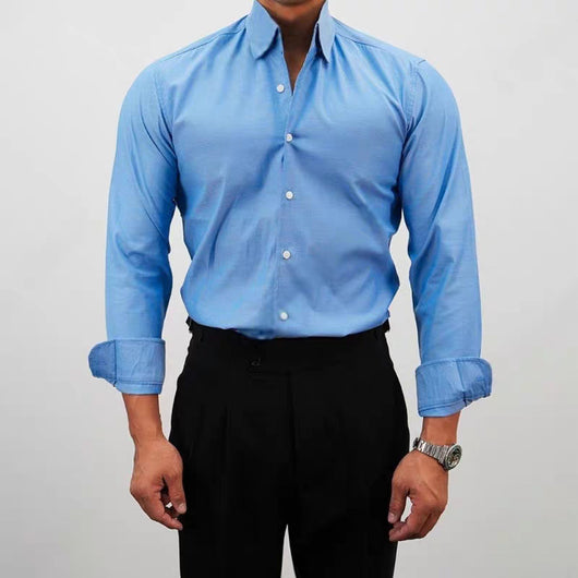 Camisa de Trabajo Clásica de Color Sólido para Hombre - Image 16