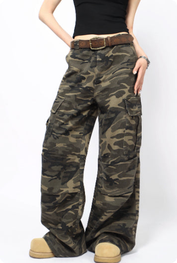 Pantalones Cargo Camuflaje Retro Lavado para Hombre y Mujer - Image 3