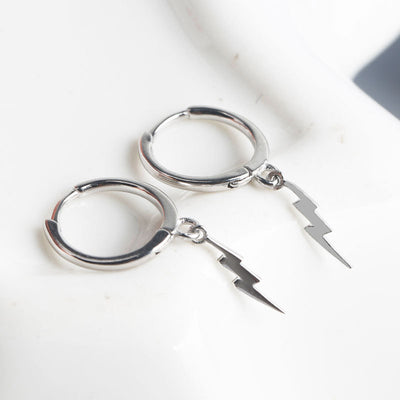 Aretes de Plata Esterlina con Diseño de Rayo - Pendientes de Temperamento - Image 11