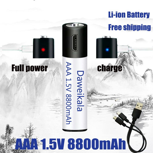 Batería Recargable USB 1.5V AA AAA de Alta Capacidad