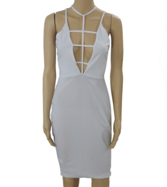 Vestido Cruzado con Tirantes en Negro y Blanco - Talla USA - Image 6