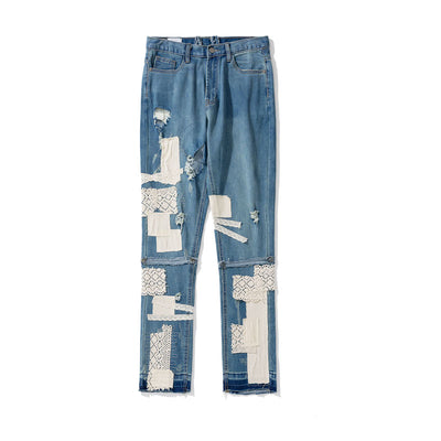 Pantalones Slim Rotos con Parches Desmontables - Estilo Urbano Destruido - Image 29