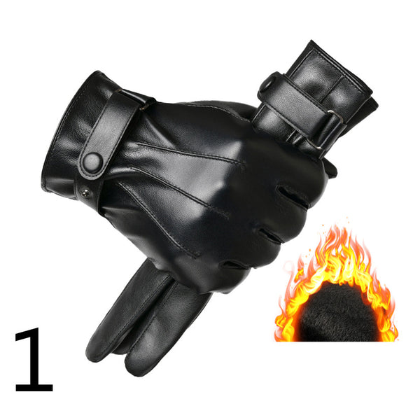 Guantes de Cuero para Moto Invierno Plus Forro Terciopelo Impermeables