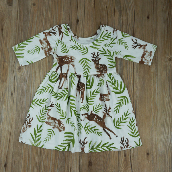 Vestido Estampado de Venado para Niña - Mangas 5/4 Colección Verano - Image 4