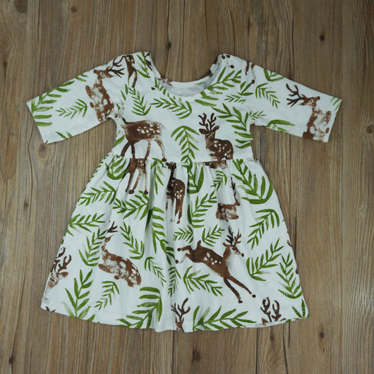 Vestido Estampado de Venado para Niña - Mangas 5/4 Colección Verano - Image 4