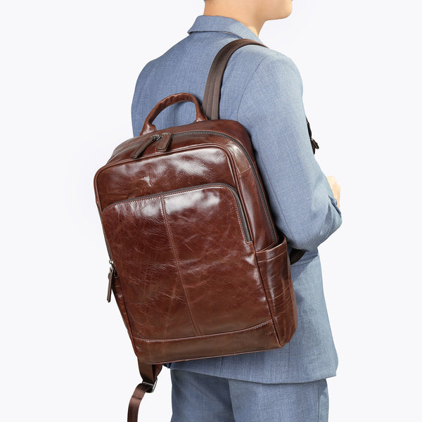 Mochila de Cuero Genuino para Hombre - Estilo Ejecutivo