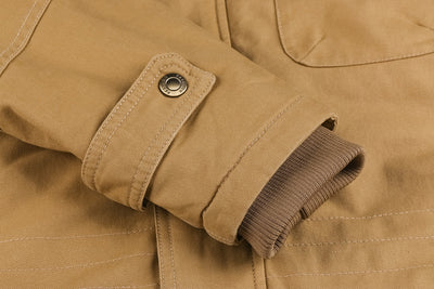 Chaqueta Abrigo Hombre Algodón con Capucha Forrado Velludo Multibolsillos Estilo Vintage - Image 11