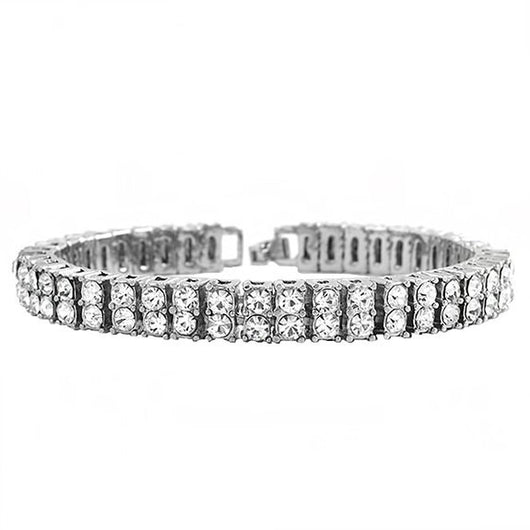 Pulsera de 2 Filas con Brillantes Estilo Hip Hop para Hombre - Image 4