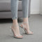 Sandalias Transparentes Brillantes con Tacón Alto