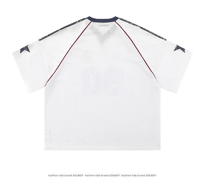 Camiseta Suelta Estilo Graffiti Star para Hombre - Image 13
