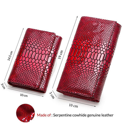 Billetera de Lujo Pochette Mujer Cuero Genuino Patrón Serpiente Cartera Larga - Image 8
