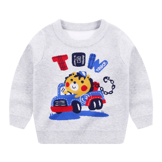Suéter Cálido con Diseño de Auto Caricatura para Niños - Image 10