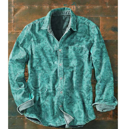 Camisa Manga Larga con Bloques de Color Estampada para Hombre - Image 10