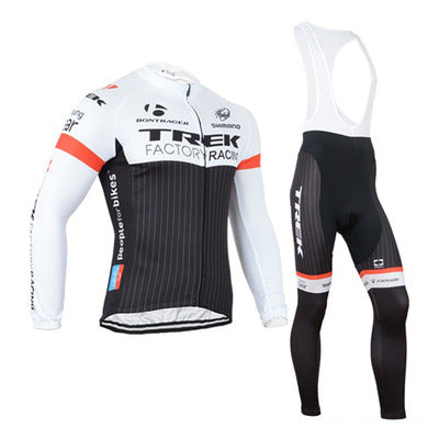 Conjunto Ciclista Trek Negro y Blanco Manga Larga con Cinturón