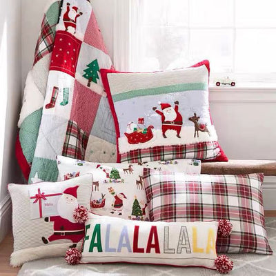 Cojín Navideño Bordado con Diseño Festivo