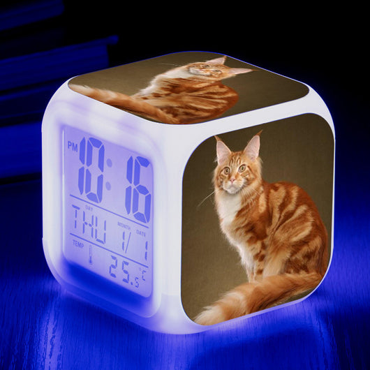 Reloj Despertador Cuadrado Multicolor para Gatos - Image 27