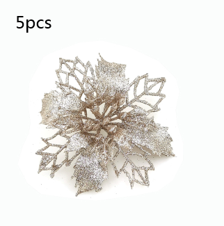 Flores Navideñas Artificiales con Brillo - Adornos para Árbol de Navidad y Decoración del Hogar - Image 31