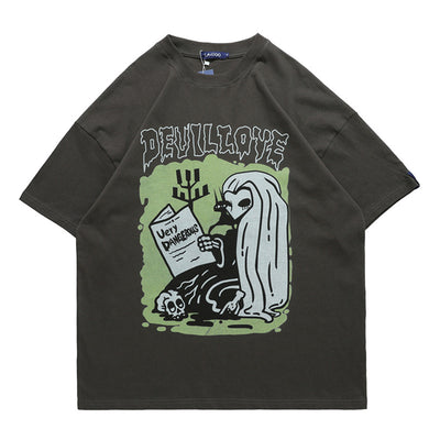 Camiseta Holgada Estampado Periódico - Estilo Urbano Tendencia - Image 7
