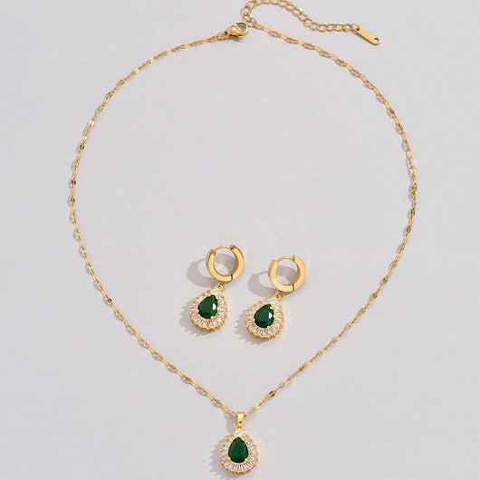 Conjunto de Joyería Jade Blanco Estilo Hong Kong Retro - Collar y Aretes Versátiles - Image 4