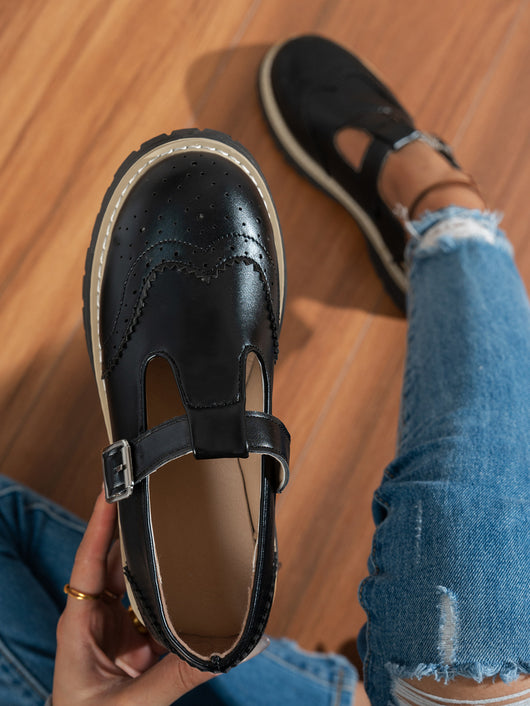 Zapatos de Tacón Retro Británico con Hebilla Calada - Image 12