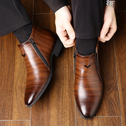Botas de Cuero Blancas con Rayas y Cierre Lateral para Hombre - Image 12