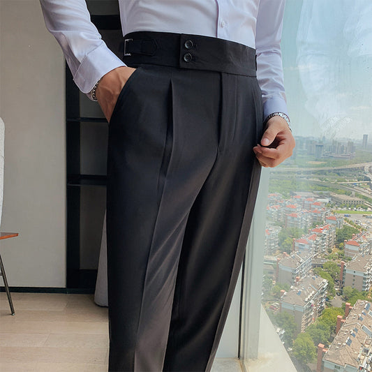 Pantalones Slim Fit Hombre Color Sólido Corte Recto - Image 2