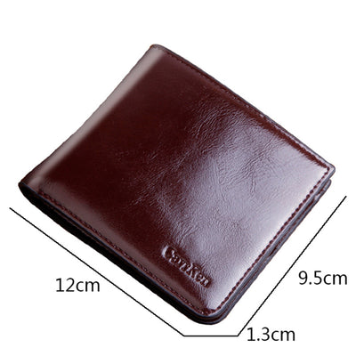 Billetera Corta para Hombre en Cuero Engrasado con Cierre de Cremallera - Image 17