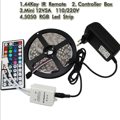 Tira LED RGB 5M 300 LEDs DC12V con Control Remoto 44 Botones