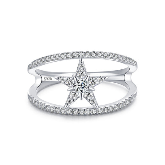 Anillo de Plata Esterlina 925 con Pentágrama y Diamantes - Image 2