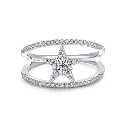 Anillo de Plata Esterlina 925 con Pentágrama y Diamantes - Image 2