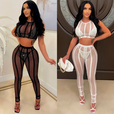 Bikini de Malla Elástica Conjunto de Cuatro Piezas