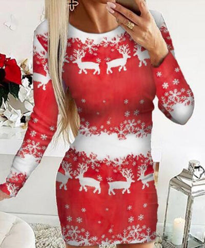 Vestido Largo Slim Navideño con Estampado Digital de Posicionamiento - Image 17