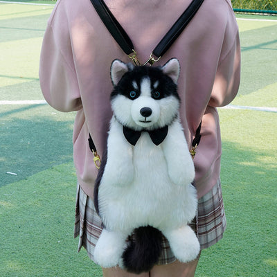 Peluche Simulado de Husky - Juguete de Bolsa Interactivo