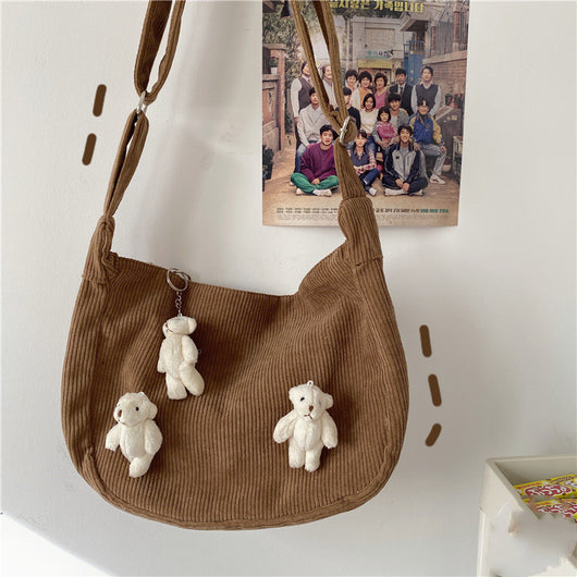 Bolsa Retro Vintage con Diseño de Dumpling - Bandolera de Pana con Asa Única - Image 17