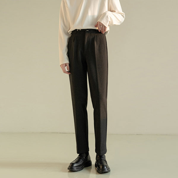 Pantalones de Traje de Lana Coreano Casual Hombre Madurez