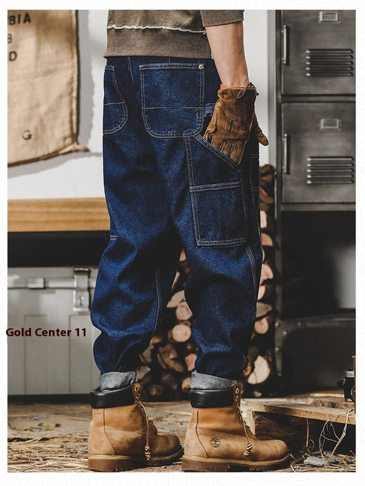 Pantalones Vaqueros Retro Holgados para Hombre con Costuras Brillantes - Image 9