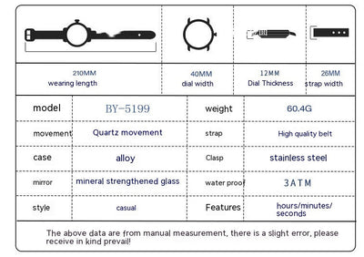 Reloj de Cuarzo Hombre Elegante Negocios Impermeable con Calendario - Image 8