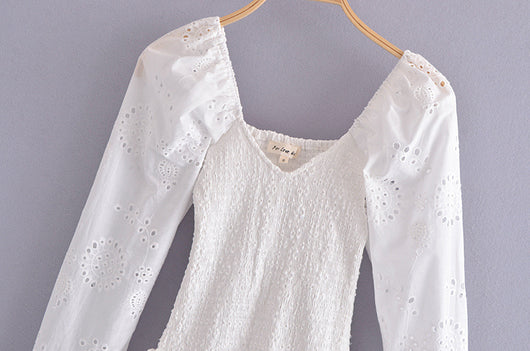 Vestido Largo con Bordados Manga Larga para Mujer - Image 12